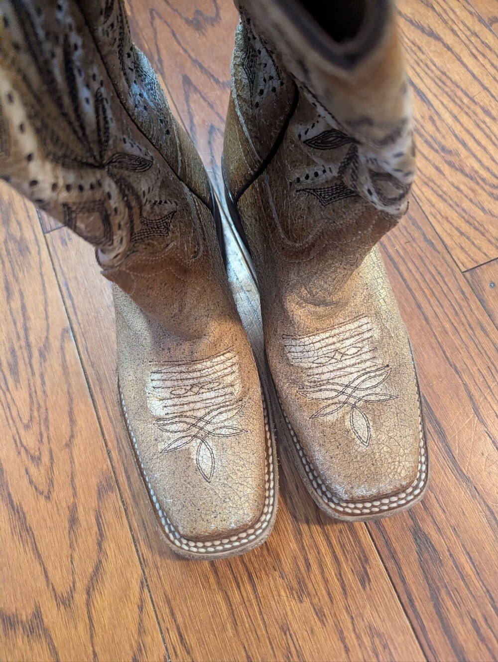 Authentic Circle G Brown Leather Cowboy Boots - Signature Logo Girls Size 3